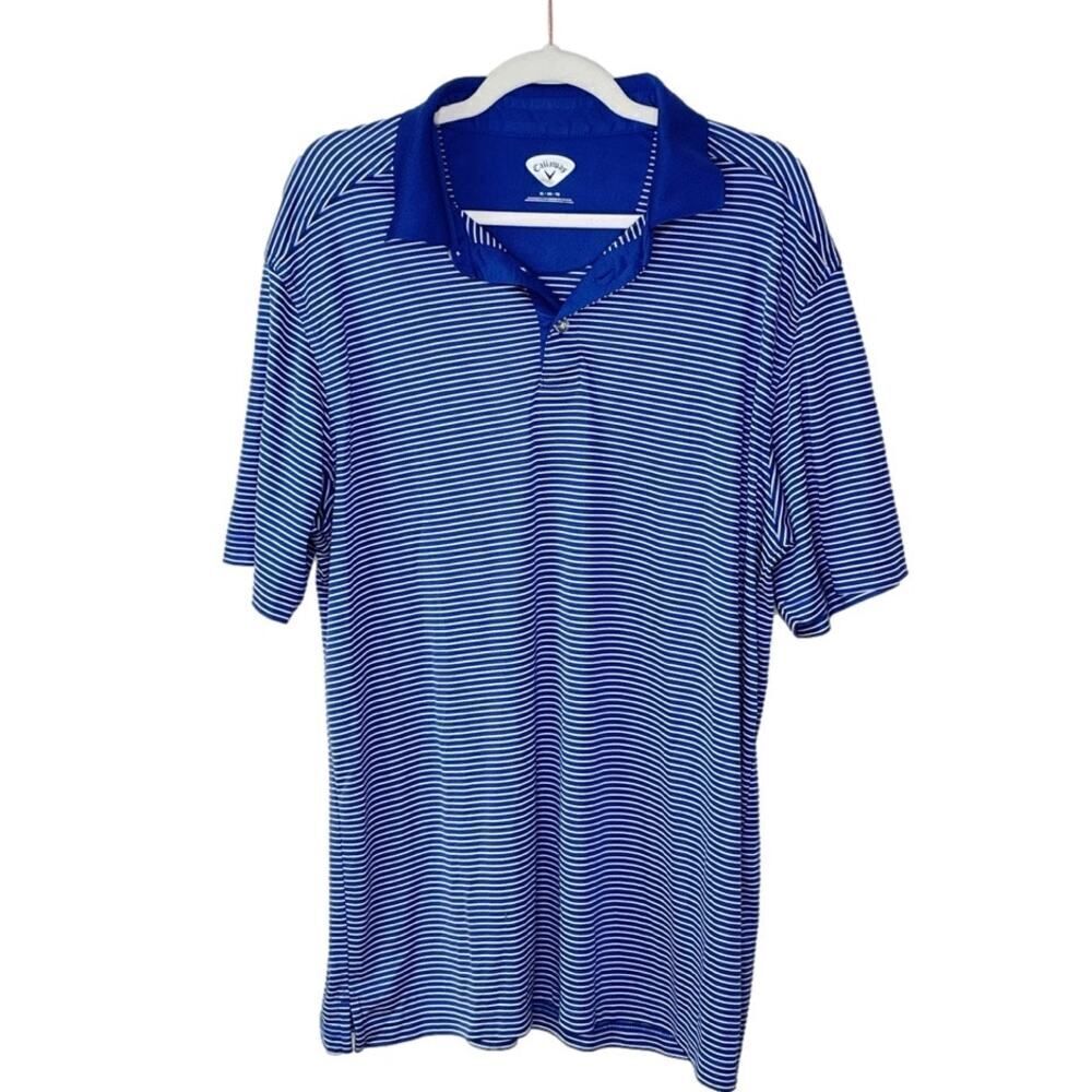 Callaway Mens Blue Striped Polo Shirt XL